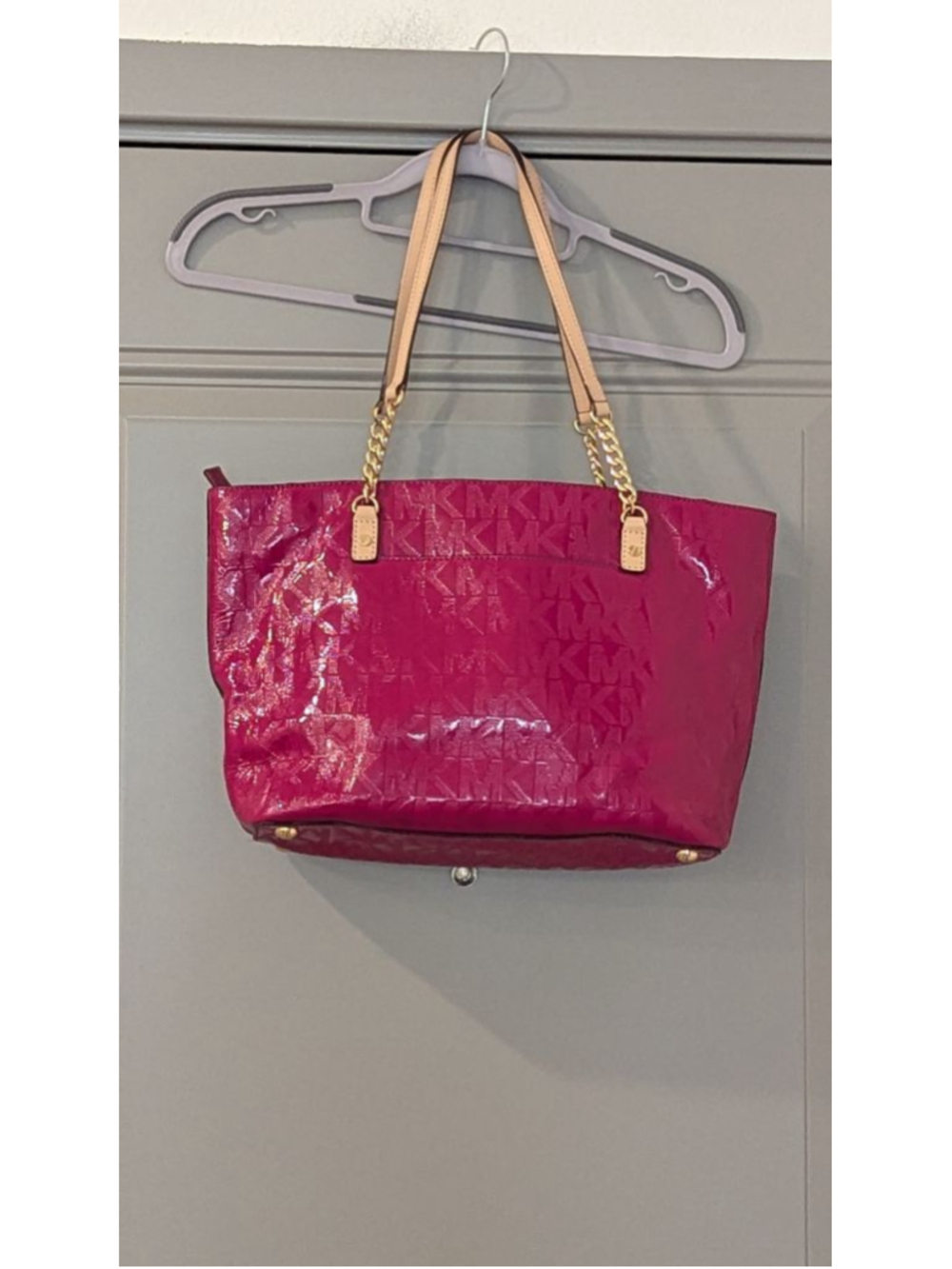 Michael Kors Fuchsia Patent Leather Tote Bag One Size